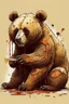 Placeholder: a bear eating honey with blood