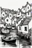 Placeholder: English fishing village ink minimalist loose outline sketch