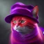 Placeholder: red cat wearing a purple hat