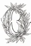 Placeholder: A flash of 10 designs line drawing of infinity made out of two letter C and olive branches black in on white background for a tattoo design