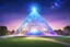 Placeholder: magic brightness piramidal structure coloured of light and bluebeam in a magic blue and cosmic lawn in a with lightness sky