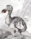 Placeholder: John James Audubon-like illustration of a fully uncropped Dodo bird and a Platypus in a landscape of warm yellows, warm reds, and warm blues