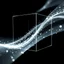 Placeholder: bright abstract particles waves length sonic capacit black and white cube