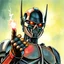 Placeholder: retro anime style, full color, dark serious 1980s anime terminator like robot, moebius artist, magic, watercolor,