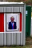 Placeholder: Donald Trump crying behind a dumpster