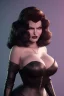 Placeholder: Rita Hayworth as evil queen in black leather, busty, cleavage, curvy, angry, stern look. character design by cory loftis, fenghua zhong, ryohei hase, ismail inceoglu and ruan jia. unreal engine 5, artistic lighting, highly detailed, photorealistic, fantasy