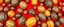 Placeholder: 8k 3d realistic seamless pattern multiple various many cocoa and leechee fruits lying everywhere on red coloured cloth - view from upwards