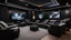 Placeholder: black themed home cinema room, recliners, ambient lighting, warm environment