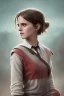 Placeholder: emma watson identify face, Hogwarts uniform , castle in background, pintura, ,details,texture,8k quality, florest, Minimalism, Romanticism, Expressionism, Impressionism