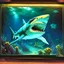 Placeholder: fantasy 90's tcg ELECTRIC CGLOWING UNDERWATER SHARK art