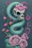 Placeholder: Kawaii Pastel Goth Cute Creepy Skull Serpent Snake Roses high detailed, 4k resolution, digital paiting, cute, art, no background