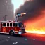 Placeholder: burning building, city, firetruck, run down, graffiti, vandalized, day time, destroyed buildings , unity, scriptable render pipeline , lighting , volumetric , global illumination, skybox , foggy .