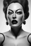 Placeholder: Joan Crawford as evil queen in black leather, busty, cleavage, dominatrix, curvy, angry, stern look. unreal 5, octane render, cinema4d, dynamic lighting, dramatic lighting, 4k, redshift render, highly detailed, hyper realistic,anthropomorphic