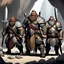 Placeholder: The sturdy Dwarves in front of the cave, with their characteristic proud, stout physiques, wear ornate, battle-worn armor adorned with bold, geometric patterns, and wield mighty axes, hammers, and swords. Their facial features are strong, with prominent beards, bushy eyebrows, and piercing, gemstone-like eyes. We Were Born Ready