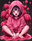 Placeholder: Anime girl crushed inside really darkred fleshy stomach filled with digestive juices, sit pose, fullbody, serius, tears, Junji Ito style, pink tones, pastel tetradic colors, 3D vector art, isometric style, retro aesthetic,rolling eyes, tongue out, saliva drip, open mouth,toph bei fong, croppedhoodie, underboob, mountainous horizon, 1girl, toph, bangs, black hair, blind, grey eyes, hair between eyes, hair bun, hairband, short hair, cropped hoodie underboob, cropped hoodieunderboobhoodie