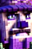 Placeholder: a close-up portrait of a purple Minecraft face, farmer, 3d, large pixel style