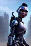 Placeholder: portrait,beautiful african robot, post-apocalyptic in a cyberpunk city, realistic, intriacte detail, sci-fi fantasy style, volumetric lighting, particales,highly detailed,cinamatic, deep colours,8k