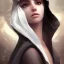 Placeholder: a _ fantasy _ style _ portrait _ painting _ of beautiful white female black silky hair short head smirk round face hood robe rpg dnd oil _ painting _ unreal _ 5 _ daz. _ rpg _ portrait _ extremely _ detailed _ artgerm _ greg _ rutkowski _ greg