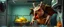 Placeholder: final boss pork turkey sloth demon in the fridge space craft in the style of fantasy art