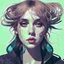 Placeholder: A beautiful portrait painting of a Singer Danish MØ face by Katsushika Hokusai, beautiful cyberpunk huge girl, symmetry, hyperdetailed, illustration darkblue tones,