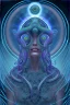 Placeholder: Spiritual being with Tentacles over human Head creating reality around, wrapping Spiral around Human, Psychedelic