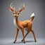 Placeholder: full body of an adult bald white tail deer, standing, halted with chest out, proud pose, with big smile, big surprised eyes, tail upward, on flat background, in the style of 'My Little Pony' and Bambi, fantastic lighting