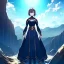 Placeholder: girl standing at the edge of a cliff, anime