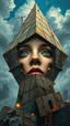 Placeholder: Cube Rubic woman face Pyramid Under Reconstruction; highly detailed digital painting in the style of Loui Jover and Zdzisław Beksiński and Peter Gric and Bryan Larsen, perfect beautiful realistic eyes, scaffolding in landscape, cracks, fissures, weathered ancient stone, by Catrin Welz-Stein, van Gogh, colourful, cinematic, 4k, epic, sharp focus, diodes, smoke, sparks, motherboard, ladders, branches, clouds of steam, by Greg Rutkowski, artstation, hyperrealism, painting, concept art of detailed