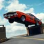 Placeholder: dramatic angle, supercar, dukes of hazard's general lee car jumping over a drawbridge