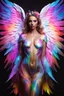 Placeholder: Gorgeous Photography Beautiful Woman as Angel with clothing abstracts flowers latex dressing painting art neons rainbow colors glowing in the dark and colorful details