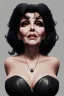 Placeholder: Joan Collins as evil queen in black leather, leather, busty, cleavage, angry, stern look. character design by cory loftis, fenghua zhong, ryohei hase, ismail inceoglu and ruan jia. unreal engine 5, artistic lighting, highly detailed, photorealistic, fantasy