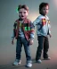 Placeholder: Marty mcfly toddler, Emmet brown toddler, full body, delorean, dramatic lighting, hyper realistic