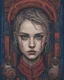 Placeholder: A portrait of a Singer Danish MØ face, cyberpunk, symmetry, hyperdetailed, painting by John Kenn Mortensen, darkblue and darkred tones,