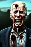 Placeholder: realistic image, joe biden zombie, zombie posing, arm cut and bleeding, amputated leg, night, walking with a limp, waist up view, dark ambient, highly detailed, sky background, concept art, unreal engine 5, god rays, ray tracing, RTX, lumen lighting, ultra detail, volumetric lighting, 3d, finely drawn, high definition, high resolution.