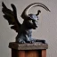 Placeholder: A magical gothic cat gargoyle with goat horns and wings the size of a cat Jim Kay style