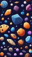 Placeholder: cartoon asteroids