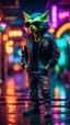 Placeholder: portrait of slick lord water wolf Gremlin myth buster pimp ninja yoga cyber punk in flying hipster lawn Harley Davidson parked in dark neon lit reflective wet arcade hall tunnel,bokeh like f/0.8, tilt-shift lens 8k, high detail, smooth render, down-light, unreal engine, prize winning