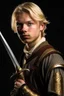 Placeholder: young blond adult royal guerd swordsman with rapier