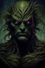 Placeholder: Swamp Thing, dark ball , ominous, facepaint, waist up portrait, intricate, oil on canvas, masterpiece, expert, insanely detailed, 4k resolution, retroanime style, cute big circular dark eyes, cinematic smooth, intricate detail , soft smooth lighting, soft pastel colors, painted Renaissance stylestyle