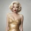 Placeholder: Michelle williams as marilyn monroe, in a golden dress,, white bacground
