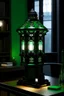 Placeholder: gaming table lamp inspired by palace, modern design, black and green color