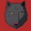 Placeholder: fantasy black wolf with flames around him