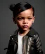 Placeholder: Rihanna toddler, full body, leather jacket, soft skin, dramatic lighting, hyper realistic