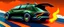 Placeholder: a military fighter jet station wagon hybrid designed by volkswagen only one vehicle per image painted metallic orange traveling at a high rate of speed, jet intake off of front center of vehicle and jet exhaust out the rear with bright blue flame