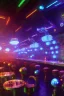 Placeholder: a few robots in a cyberpunk bar, digital art style. fantasy, volumetric lighting, particales,highly detailed wide shot, cinamatic, Zack Snyder stlye, colourful, w