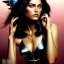 Placeholder: artgerm, joshua middleton comic cover art, pretty friendly phoebe tonkin as death sandman comic death appears as a young, attractive, slim woman of average height in her early to mid 2 0's. she has very pale skin, dark eyes, long jet - black hair that she wears in a variety of styles and has an eye of horus painted under one of her eyes. she prefers to dress casually and she always wears black clothing usually in the form of a black tank top and slim jeans, smiling, full body, symmetrical eyes