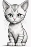 Placeholder: create a outlined cartoon coloring page of a baby cat. Pay attention to the details of the faces and White background, sketch style, use outline, clean line art, no shadows, no coloring, no shading, no grey.