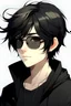 Placeholder: Anime boy with black hair, black clothes and sunglasses