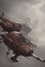 Placeholder: mad pilot in a steampunk airship during a storm