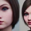 Placeholder: potrait girl look beautiful, close-up, dramatic, eyes like ocean blue, short hair, smile, 8k, rtx, eyebrows like serious, facing left, real, cute, hyper realistis